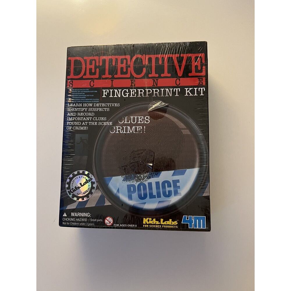 4M Kidzlabs Detective Science Fingerprint Kit Clues Crime. New/Sealed Box